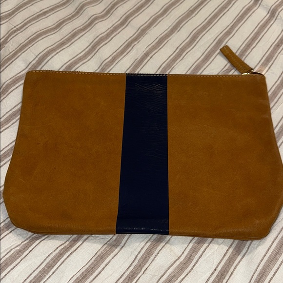 Clare Vivier Brown Suede with Navy Stripe pouch / clutch - Picture 3 of 9